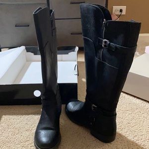 Guess black leather riding boots - wide calf